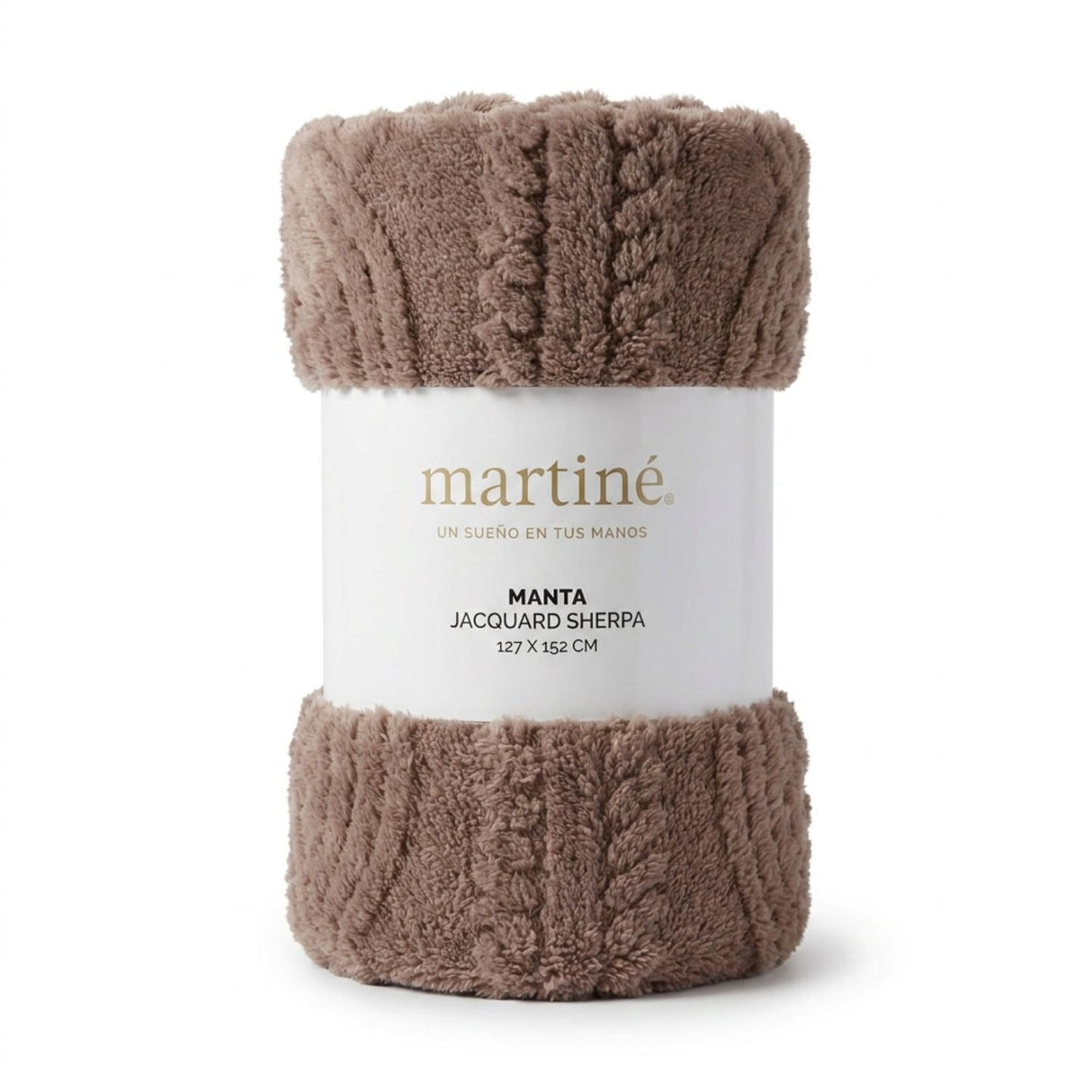 Manta Jacquard Polar Sherpa Martine Beige Oscuro 127x152cm