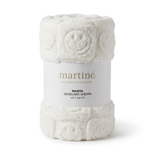 Manta Jacquard Polar Sherpa Martine Blanco Feliz 127x152cm