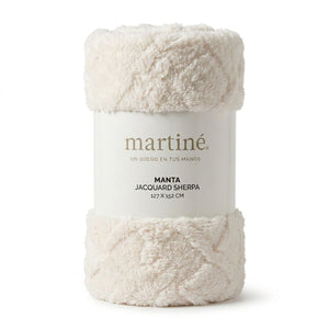 Manta Jacquard Polar Sherpa Martiné Blanco Invierno 127x152cm