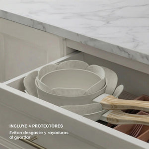 Batería Cocina 14 Piezas Aluminio Antiadherente Flow Crema