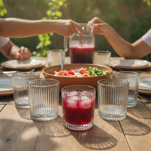 Set 6 Vasos Bajos Cristar Santorini 355mL Vidrio Grueso