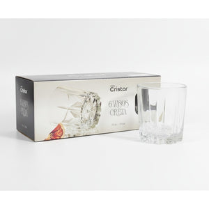 Set 6 Vasos Bajos Creta Cristar 355mL Vidrio