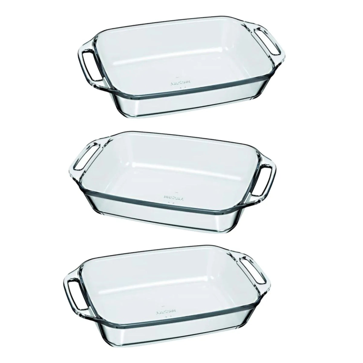 3 Asadera Marinex Rectangular Vidrio Templado 3500ml
