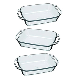 3 Asadera Marinex Rectangular Vidrio Templado 3500ml