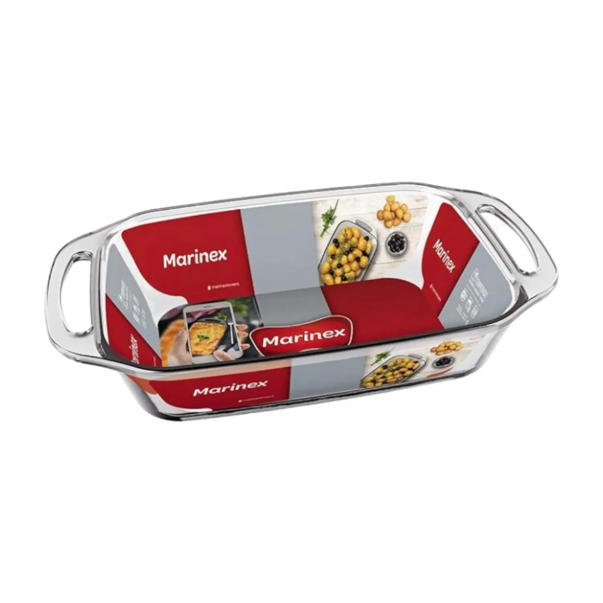 3 Asadera Marinex Rectangular Vidrio Templado 3500ml