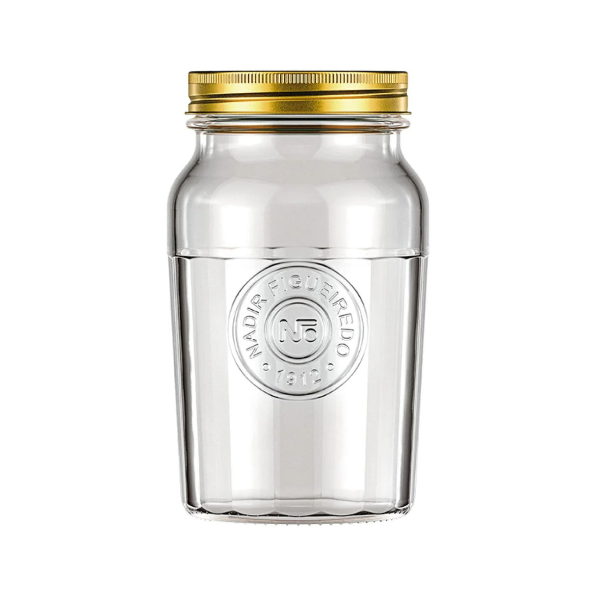 Frasco Americano Vintage Vidrio de 1 Litro Tapa Dorada cocina-1