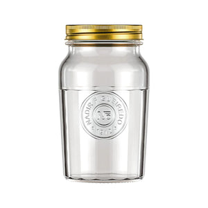 Frasco Americano Vintage Vidrio de 1 Litro Tapa Dorada cocina-1