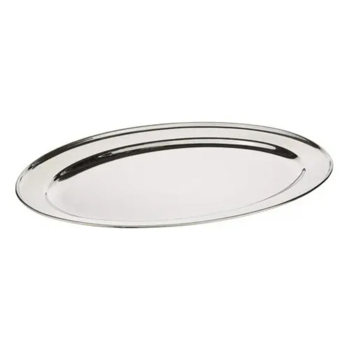 Bandeja Plato Oval Acero Inoxidable Para Servicio 30cm Plateado-1