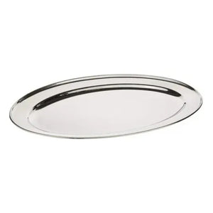 Bandeja Plato Oval Acero Inoxidable Para Servicio 30cm Plateado-1