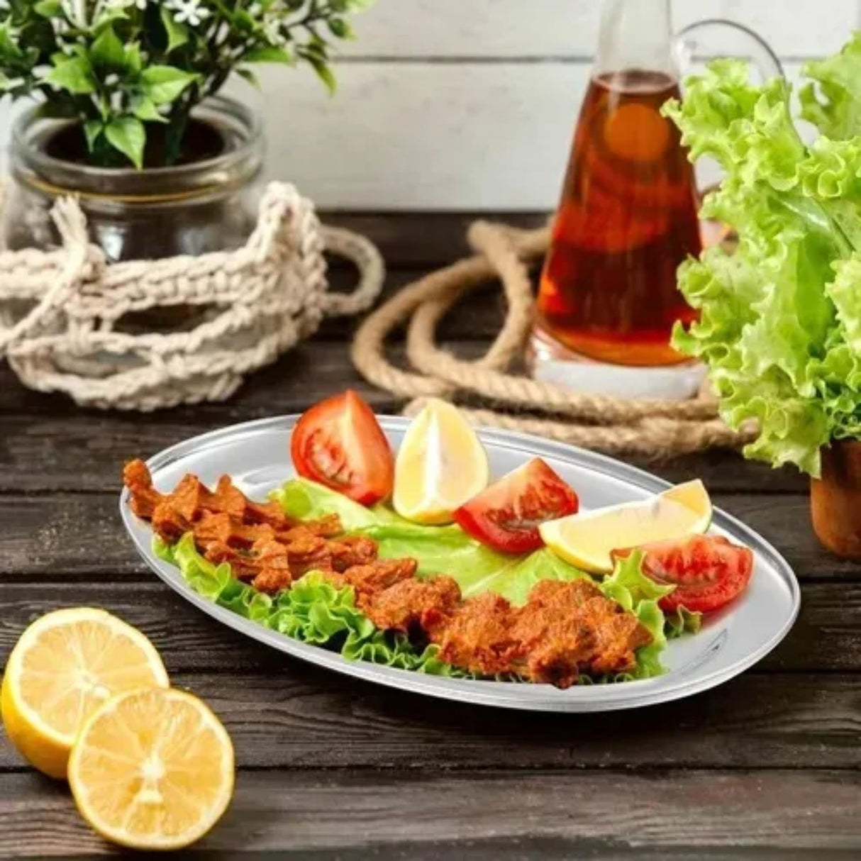 Bandeja Plato Oval Acero Inoxidable Para Servicio 30cm Plateado-2