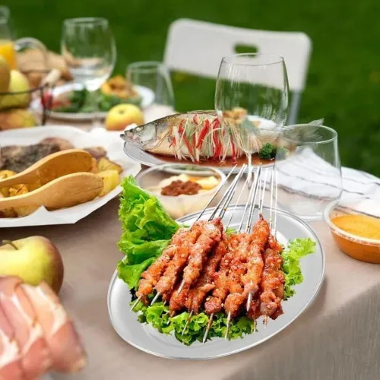 Bandeja Plato Oval Acero Inoxidable Para Servicio 30cm Plateado-3