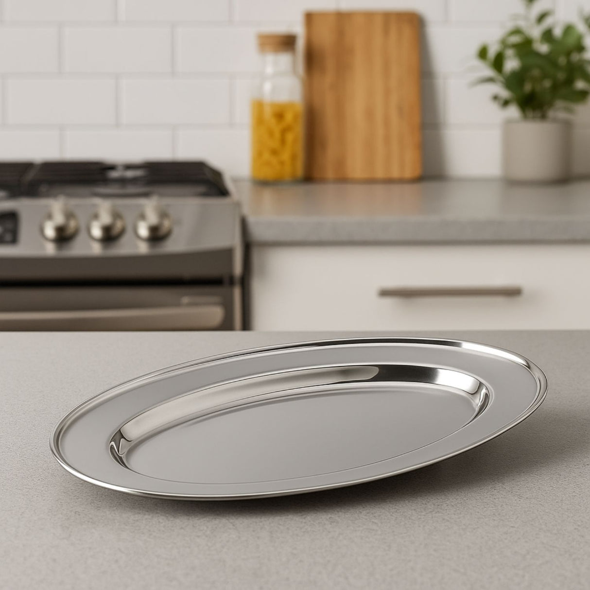 Bandeja Plato Oval Para Servicio 35cm Acero Inox Cuiner-1-3