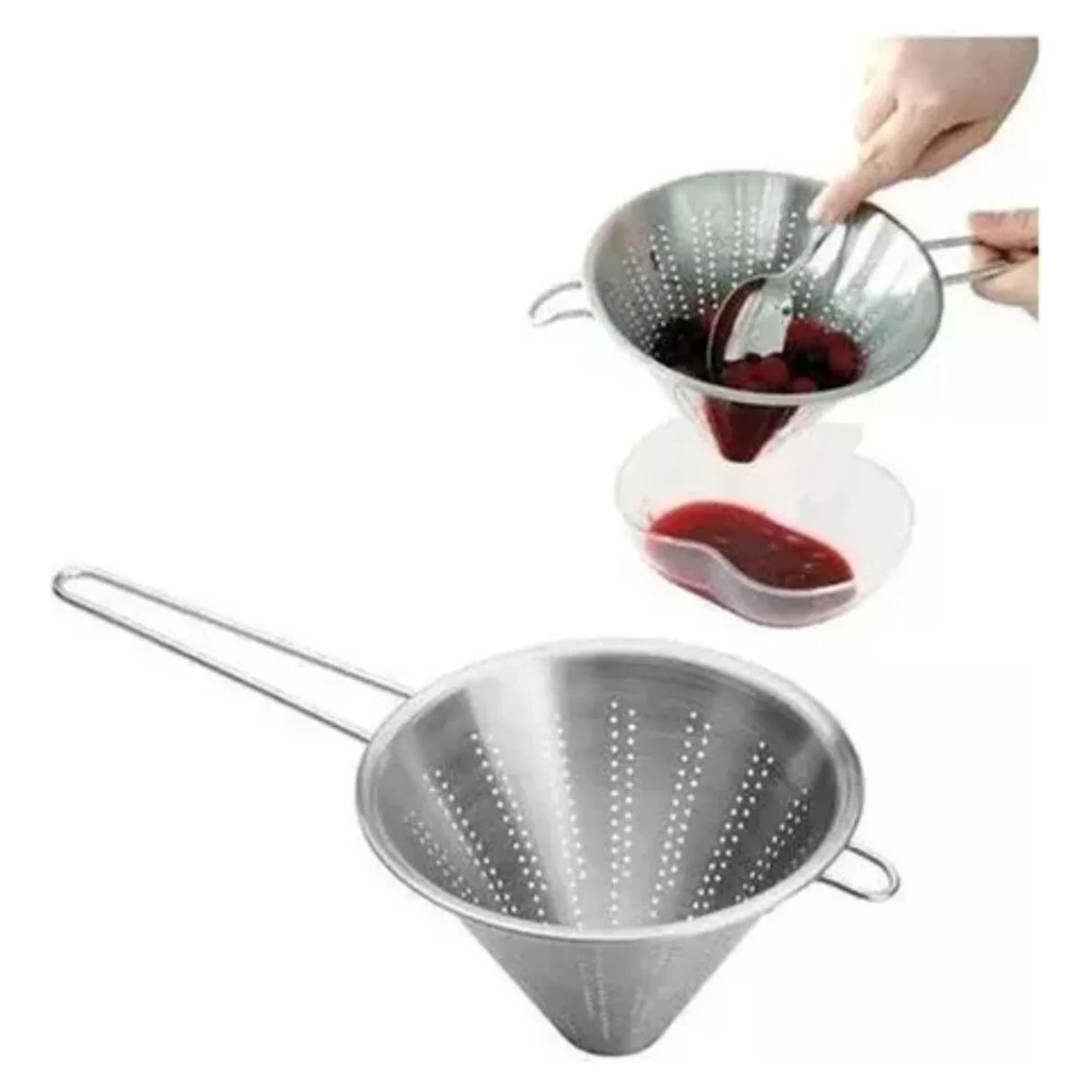 Colador Cónico De Acero Inoxidable 20cm Plateado Cuiner-3