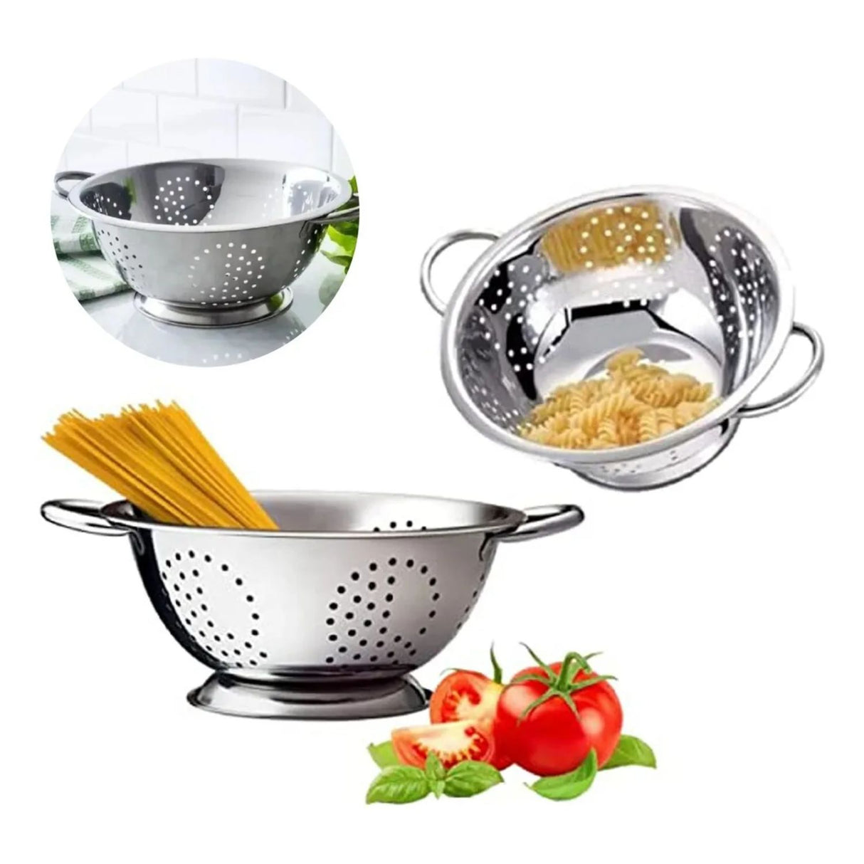 Colador Escurridor De Comida Cuiner Acero Inoxidable 28cm-2
