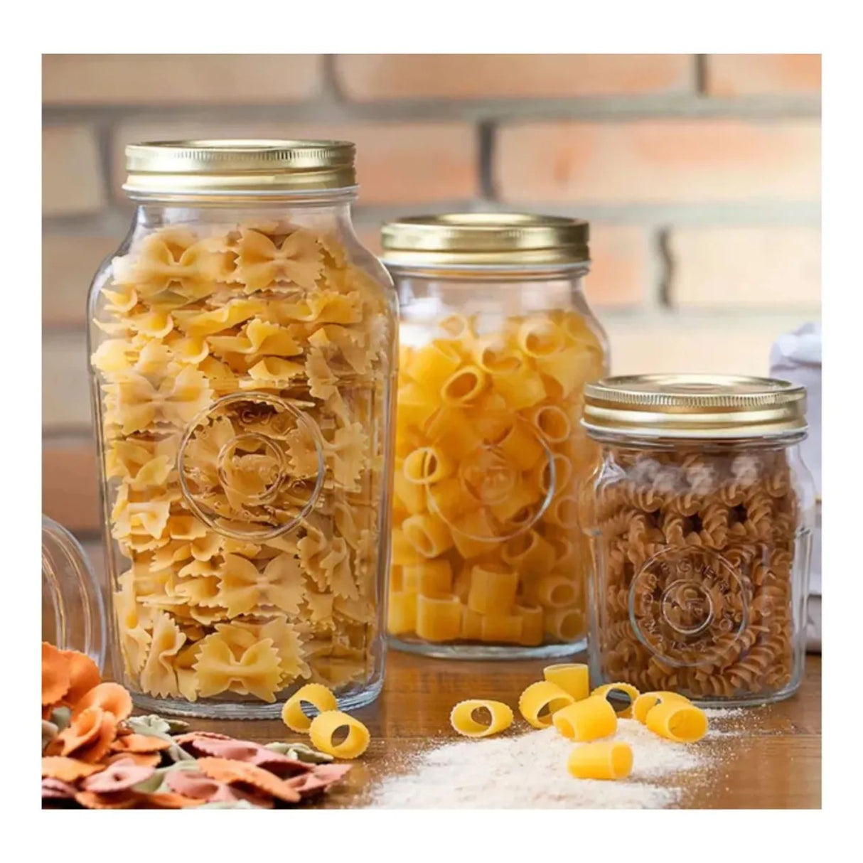 Set 2 Frascos Americano Vintage 500mL + 1500mL Tapa Dorada. Perfectos para almacenar y decorar tu hogar con estilo. ¡Compra ahora y transforma tu espacio!-1-3