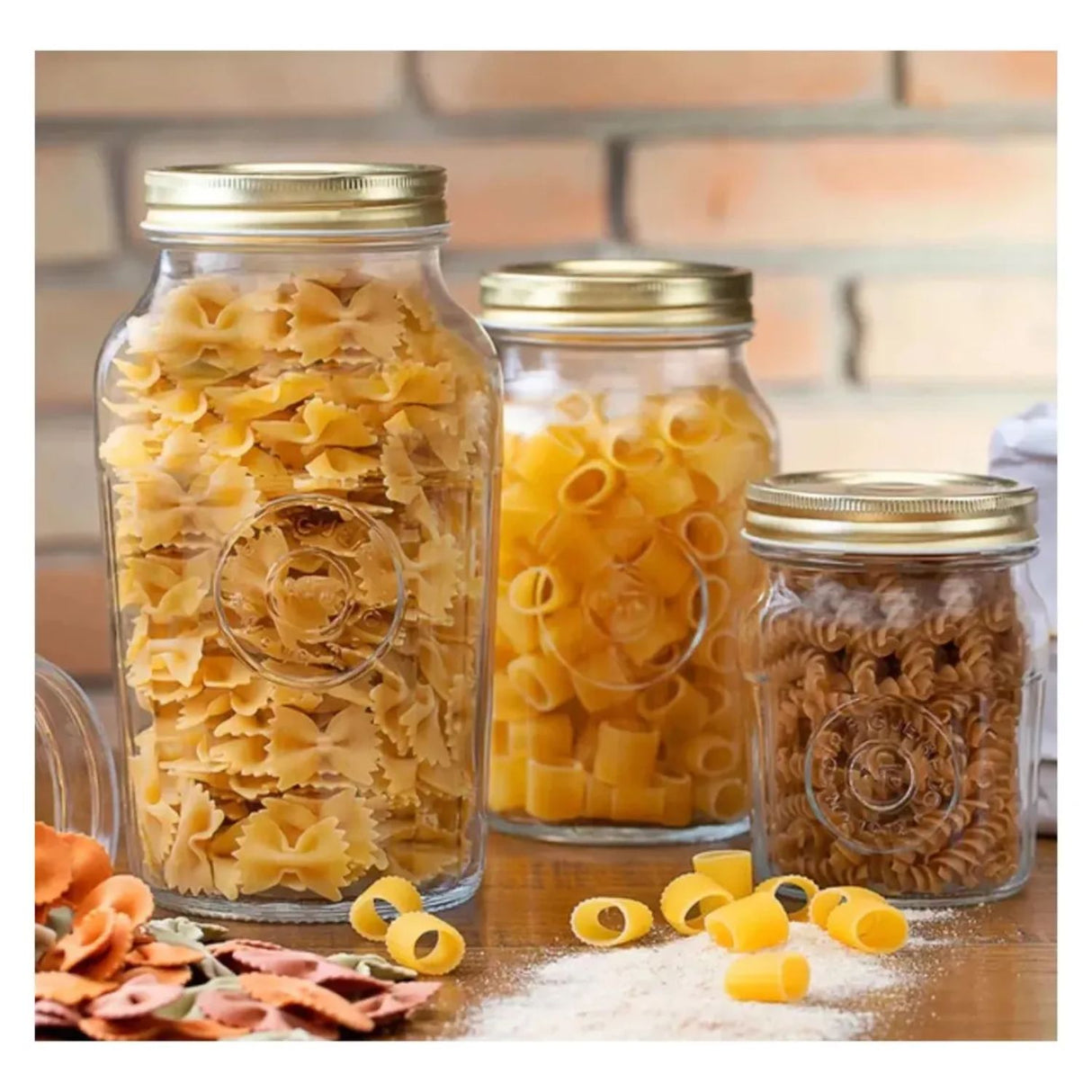 Set 2 Frascos Americano Vintage 1000mL + 1500mL Tapa Dorada. Perfectos para almacenar y decorar tu hogar con estilo. ¡Compra ahora y transforma tu espacio!-1-3