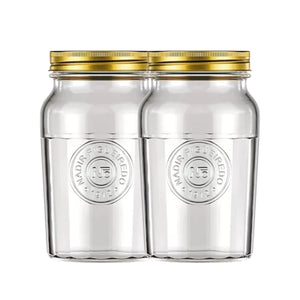 Set 2 Frascos Americano Vintage Vidrio 1000ml Tapa Dorada. Perfectos para almacenar y decorar con estilo. ¡Compra ahora y transforma tu hogar!-1-1