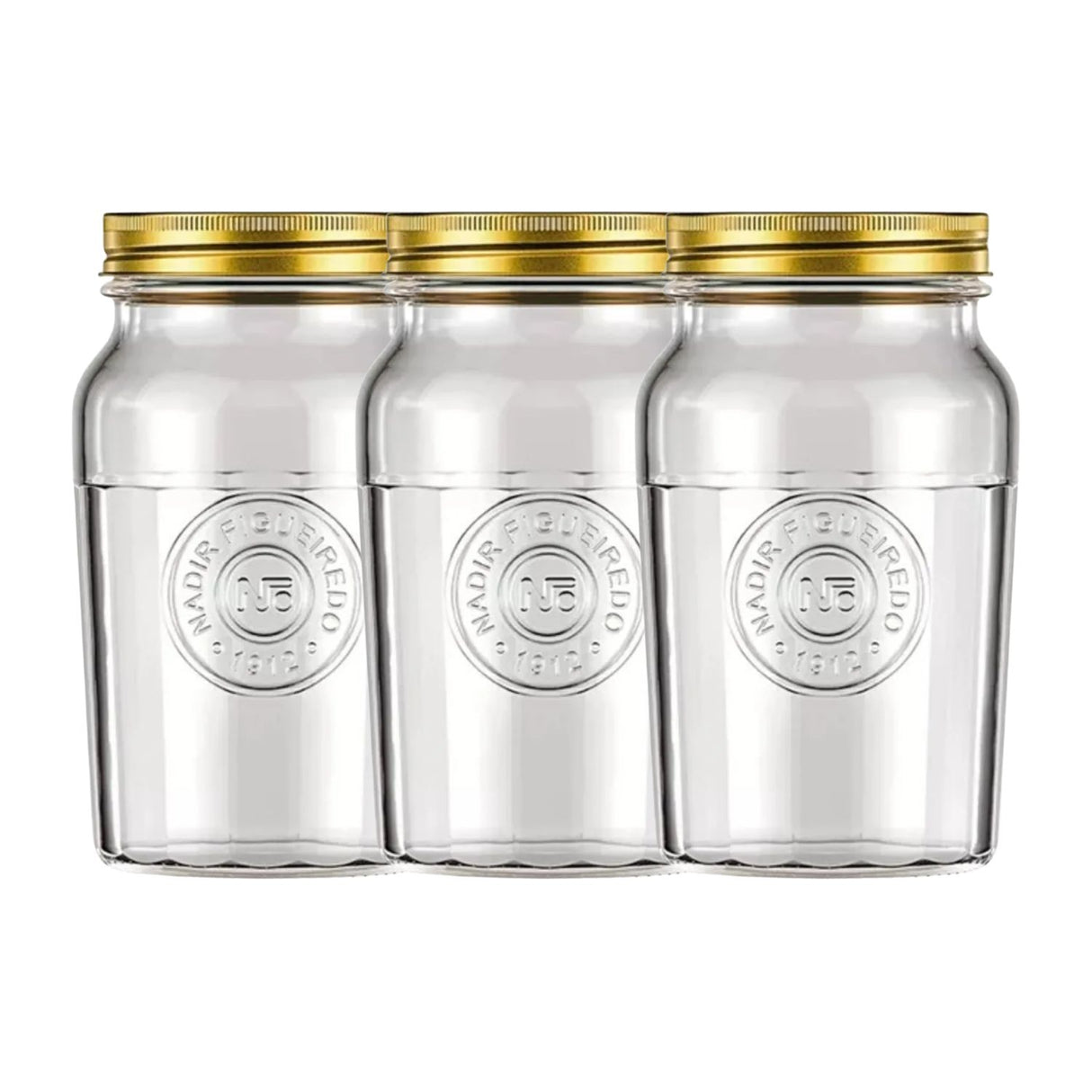 Set 3 Frascos Americano Vintage Vidrio 1000ml Tapa Dorada. Perfectos para almacenar y decorar con estilo. ¡Compra ahora y transforma tu hogar!-1-1