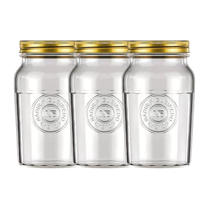 Set 3 Frascos Americano Vintage Vidrio 1000ml Tapa Dorada. Perfectos para almacenar y decorar con estilo. ¡Compra ahora y transforma tu hogar!-1-1