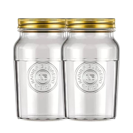 Set 2 Frascos Americano Vintage Vidrio 1500ml Tapa Dorada. Perfectos para almacenar y decorar tu hogar con estilo. ¡Compra ahora y transforma tu espacio!-1-1