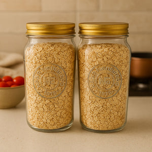 Set 2 Frascos Americano Vintage Vidrio 1500ml Tapa Dorada. Perfectos para almacenar y decorar tu hogar con estilo. ¡Compra ahora y transforma tu espacio!-1-2