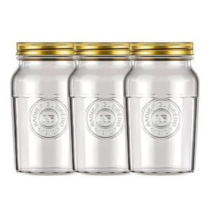 Set 3 Frascos Americano Vintage Vidrio 1500ml Tapa Dorada. Perfectos para almacenar y decorar tu hogar con estilo. ¡Compra ahora y transforma tu espacio!-1-1