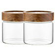 Set 2 Frascos Vidrio Con Tapa De Madera De 500ml Allegra | Disparo.cl