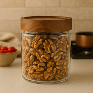 Set 3 Frascos Vidrio Con Tapa De Madera De 500ml Allegra. Perfectos para almacenar y decorar tu cocina. ¡Compra ahora y organiza tu hogar!-1-3