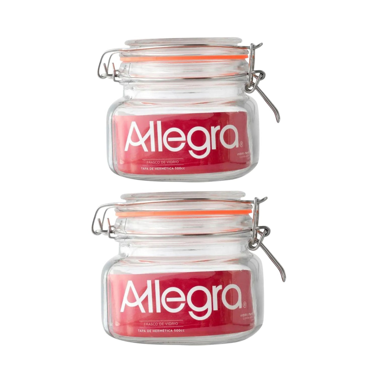 Set 2 Frascos Vidrio Con Tapa Hermetica De 500mL Allegra. Perfectos para conservar alimentos frescos y organizados. ¡Compra ahora y mejora tu cocina!-1-1