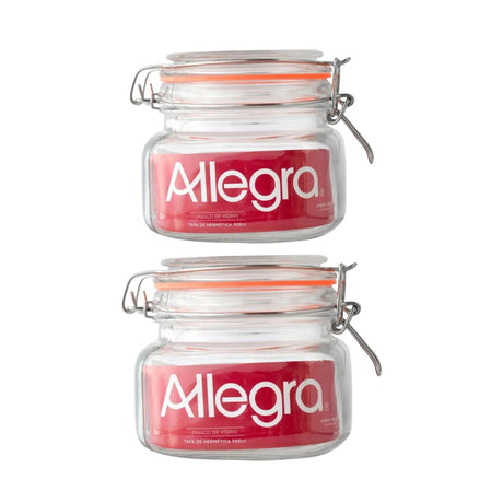 Set 2 Frascos Vidrio Con Tapa Hermetica De 500mL Allegra. Perfectos para conservar alimentos frescos y organizados. ¡Compra ahora y mejora tu cocina!-1-1