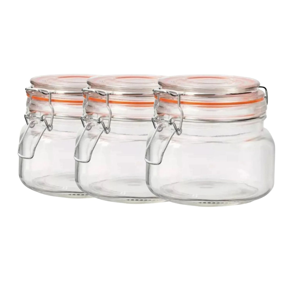 Set 3 Frascos Vidrio Con Tapa Hermetica De 500mL Allegra. Perfectos para conservar alimentos frescos y organizados. ¡Compra ahora y optimiza tu cocina!-1-2