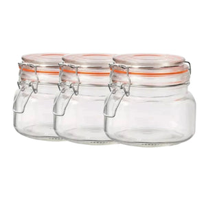 Set 3 Frascos Vidrio Con Tapa Hermetica De 500mL Allegra. Perfectos para conservar alimentos frescos y organizados. ¡Compra ahora y optimiza tu cocina!-1-2