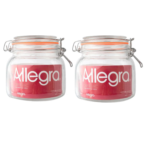 Set 2 Frascos Vidrio Con Tapa Hermetica De 800mL Allegra. Perfectos para conservar alimentos frescos y organizados. ¡Compra ahora y mejora tu cocina!-1-1