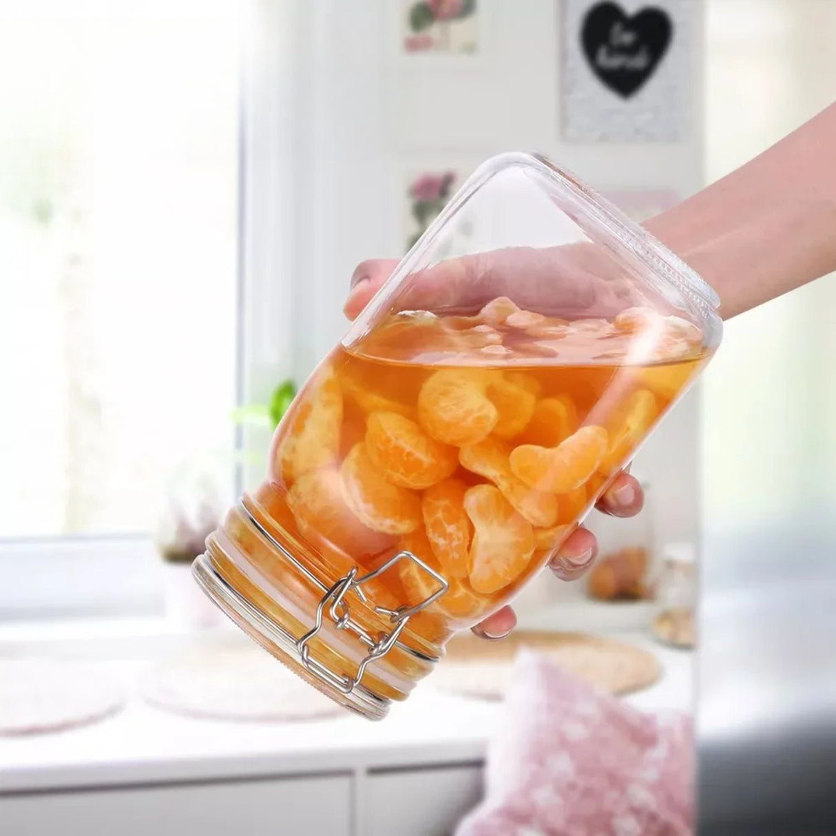 Set 2 Frascos Vidrio Con Tapa Hermetica De 1000mL Allegra. Perfectos para conservar tus alimentos frescos. ¡Compra ahora y organiza tu cocina!-1-3