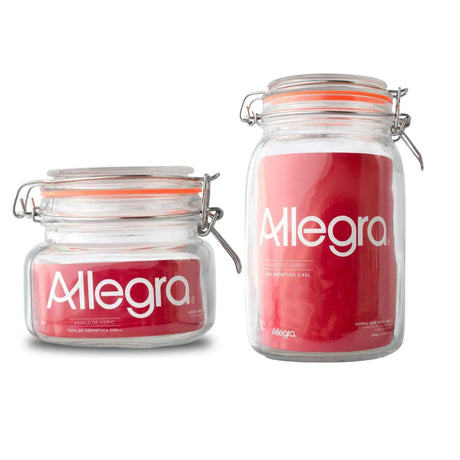 Set 2 Frascos Con Tapa Hermetica 500mL + 1450mL Allegra. Perfectos para conservar alimentos frescos y organizados. ¡Compra ahora y optimiza tu cocina!-1-1