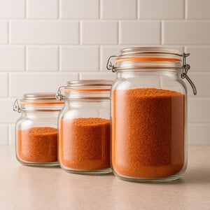Set 4 Frascos Vidrio Con Tapa Hermetica Transparente Allegra. Perfectos para conservar alimentos frescos y organizados. ¡Compra ahora y mejora tu cocina!-1-4