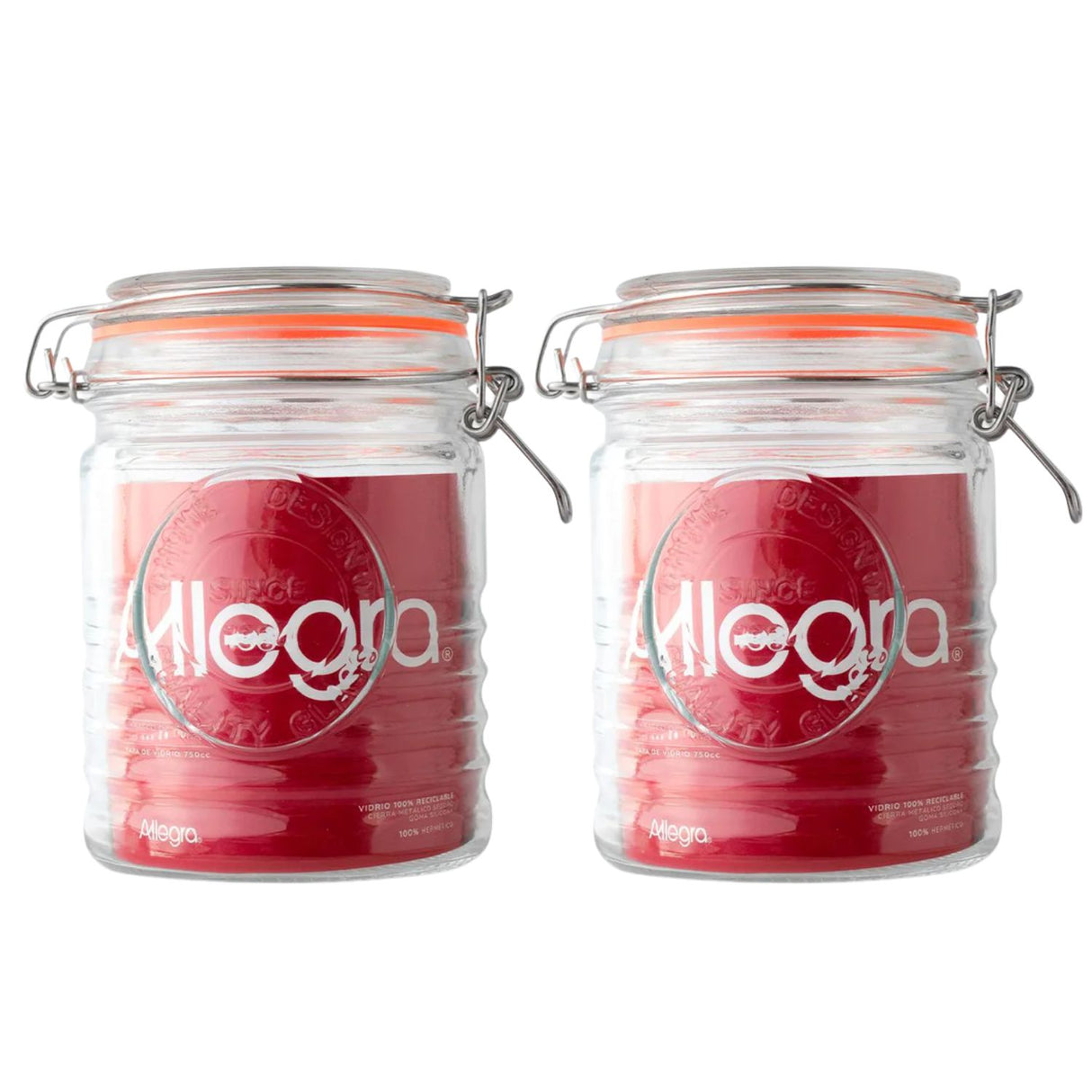 Set 2 Frascos Con Tapa De Vidrio Hermetica De 750mL Allegra. Perfectos para conservar tus alimentos frescos. ¡Compra ahora y organiza tu cocina!-1-1