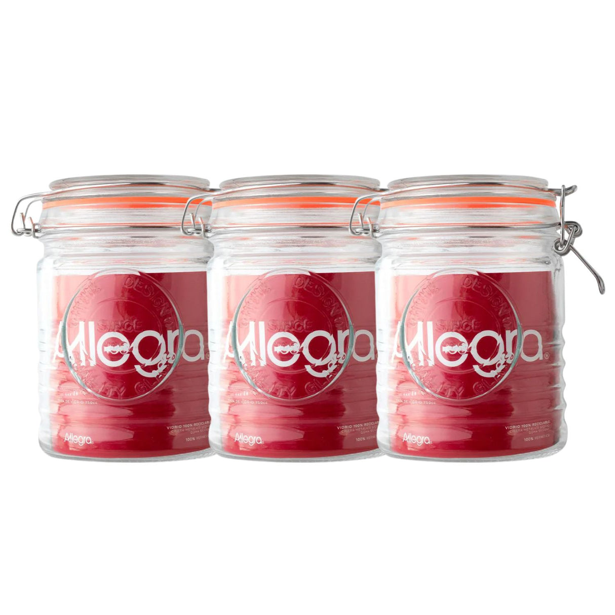Set 3 Frascos Con Tapa De Vidrio Hermetica De 750mL Allegra. Perfectos para conservar tus alimentos frescos. ¡Compra ahora y organiza tu cocina!-1-1