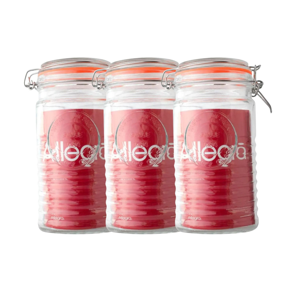 Set 3 Frascos Con Tapa De Vidrio Hermetica De 1000mL Allegra. Perfectos para conservar alimentos frescos y organizados. ¡Compra ahora y optimiza tu cocina!-1-1
