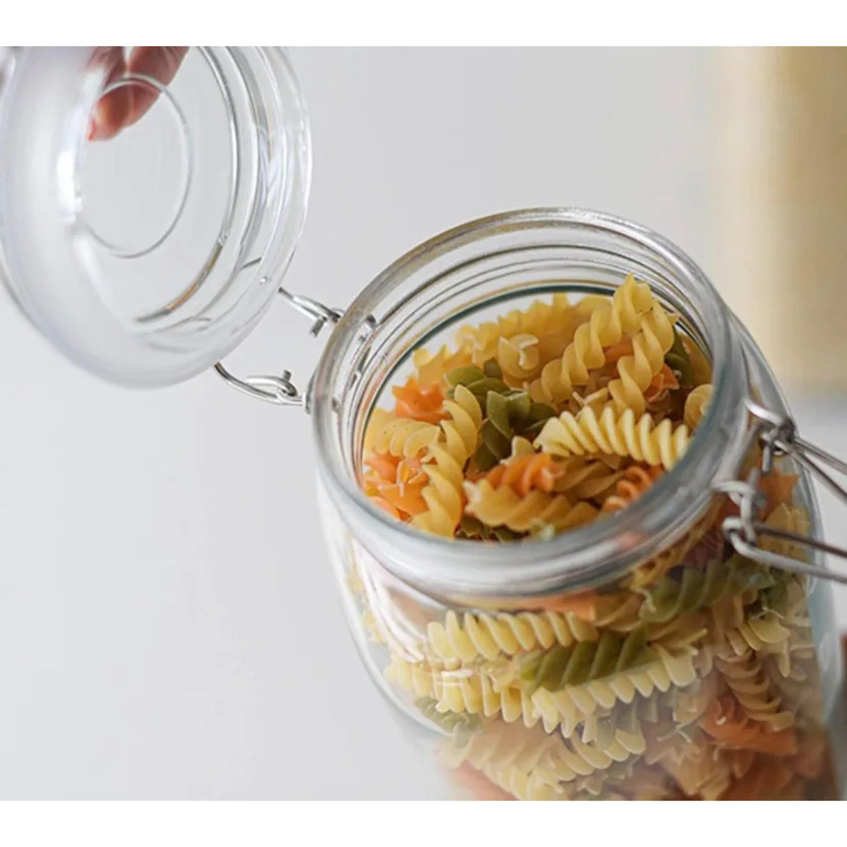 Set 2 Frasco Tapa De Vidrio Hermetica 1000mL + 1400mL Allegra. Perfectos para conservar tus alimentos frescos. ¡Compra ahora y organiza tu cocina!-1-2