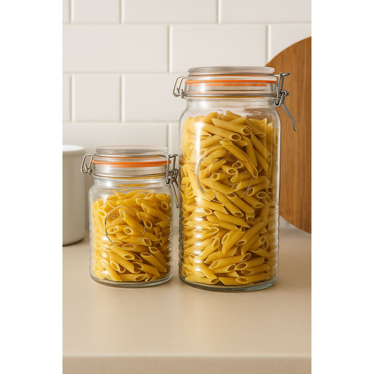 Set 2 Frasco Tapa De Vidrio Hermetica 1000mL + 1400mL Allegra. Perfectos para conservar tus alimentos frescos. ¡Compra ahora y organiza tu cocina!-1-4