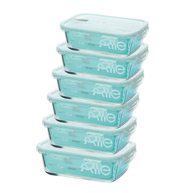 Set 6 Contenedores Hermético Rectangular 1000mL Allegra. Mantén tus alimentos frescos y organizados. ¡Compra ahora y optimiza tu cocina!-1-1