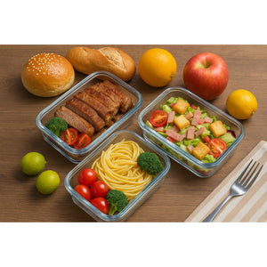 Set 12 Contenedores Herméticos Vidrio Rectangular Allegra. Mantén tus alimentos frescos y organizados. ¡Compra ahora y mejora tu cocina!-1-6