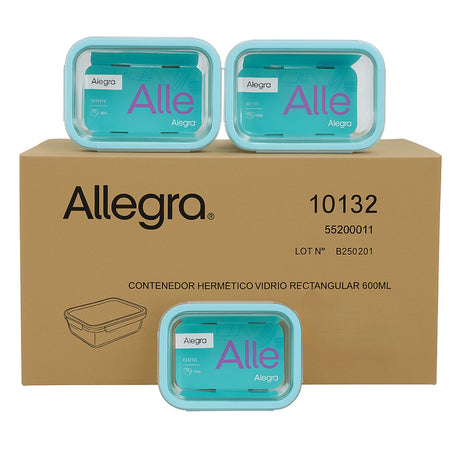 Set 36 Contenedores Hermetico Rectangular 600mL Allegra. Mantén tus alimentos frescos y organizados. ¡Compra ahora y optimiza tu cocina!-1-1