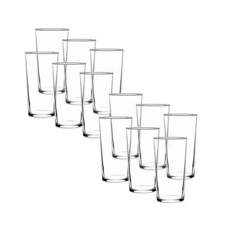 Set 12 Vasos Atlanta 286mL Vidrio Celebraciones Largo | Disparo.cl