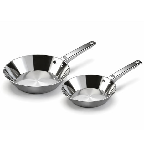 Pack 2 sartenes 24cm y 28cm de acero inoxidable, ideales para preparaciones medianas y grandes con cocción uniforme, alta resistencia y fácil limpieza. ¡Compra ahora y equipa tu cocina!-1