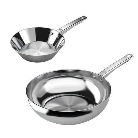 Pack sartén 20cm y wok 28cm de acero inoxidable, ideal para preparaciones rápidas y versátiles con cocción uniforme, alta resistencia y fácil limpieza. ¡Compra ahora y equipa tu cocina!-1