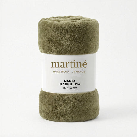 Manta Frazada Polar Flannel Lisa Verde Olivo Martine 127x152cm | Disparo.cl