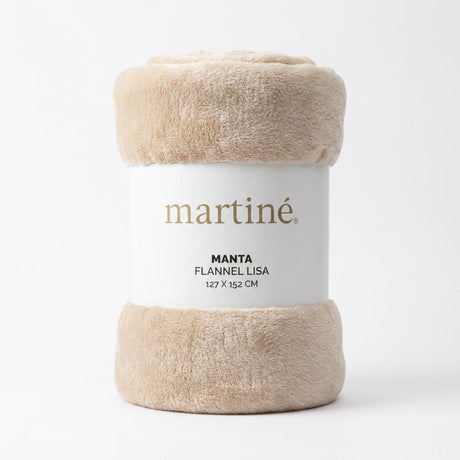 Manta Frazada Polar Flannel Lisa Beige Martine 127x152cm | Disparo.cl