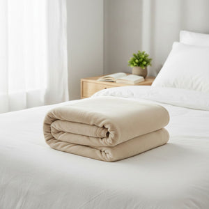 Manta Frazada Polar Flannel Lisa Beige Martine 127x152cm | Disparo.cl